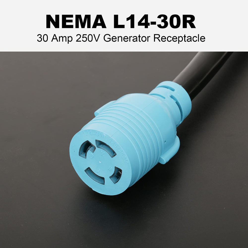 Back view of CircleCord Generator Adapter Cord showing NEMA L14-30R outlet