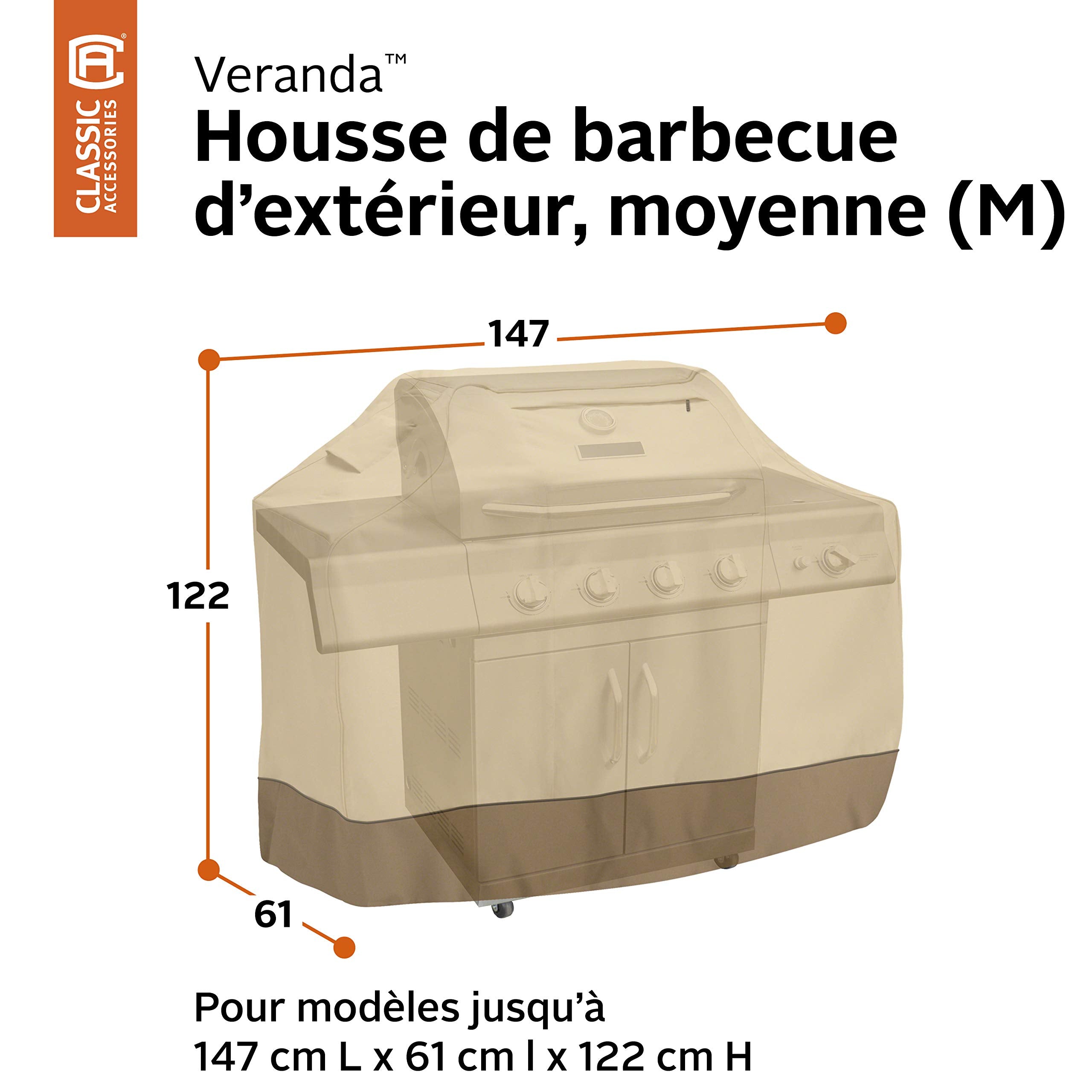Back view of Classic Accessories Veranda Grill Cover
