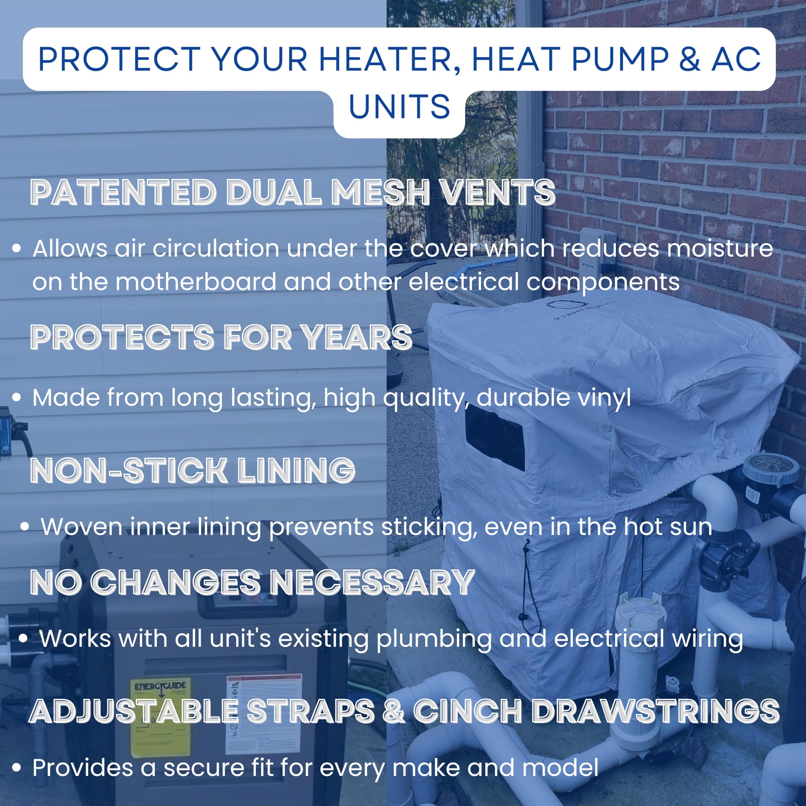 Back view of Climate Shield Pool Heater Cover