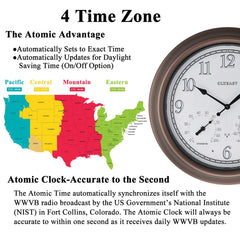 Back view of CLXEAST 18-inch illuminated atomic clock