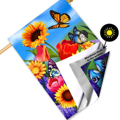 Back view of COCJCJ Large Garden Flag showing double-sided print