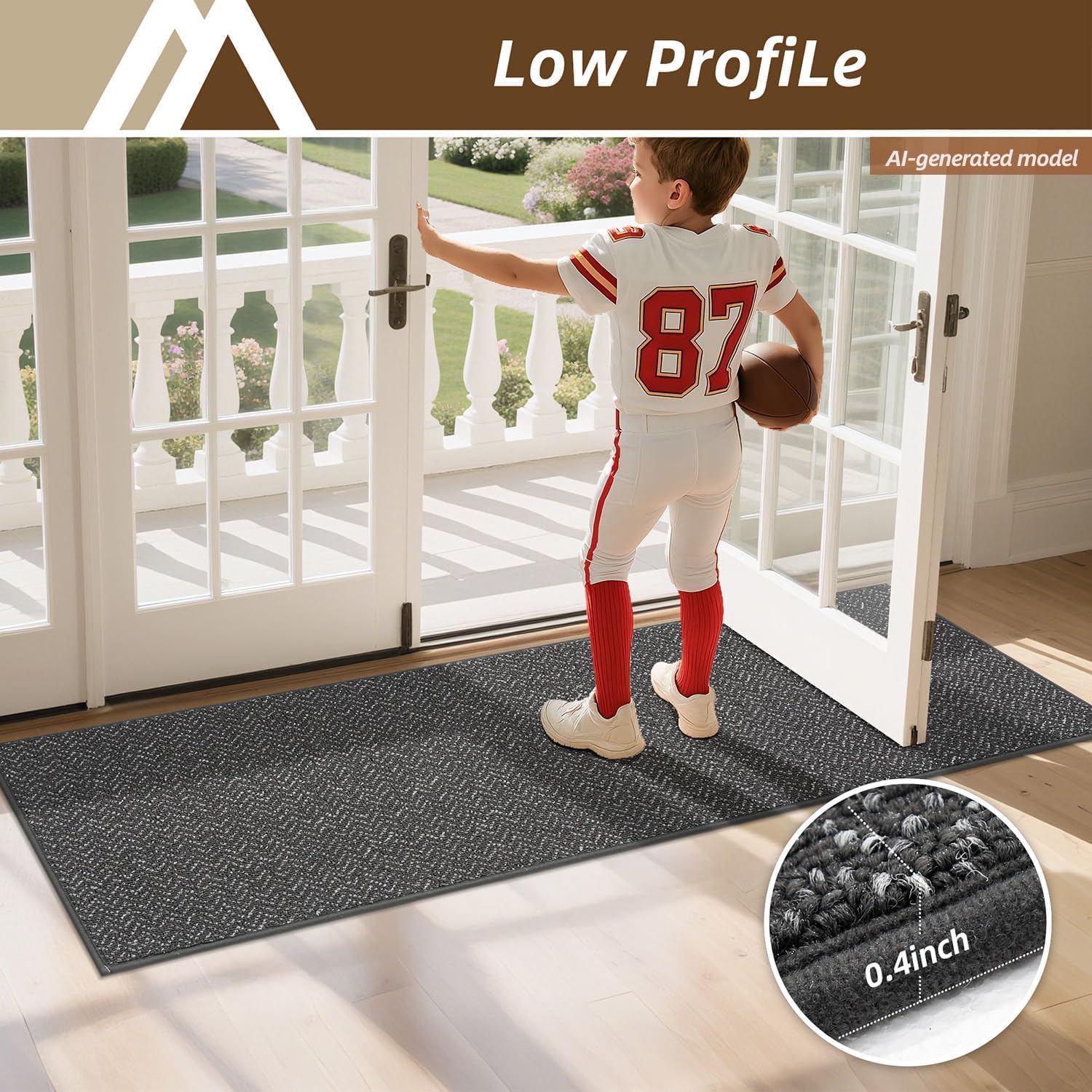 Back view of COSY HOMEER Hallway Runner Rug showing non-slip backing