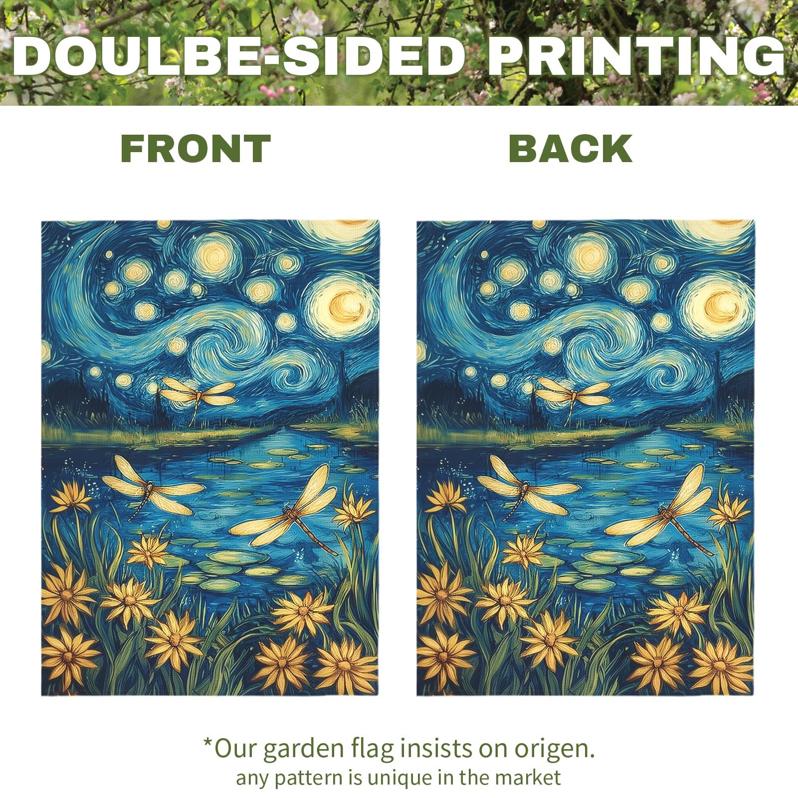 Back view of Dacawin Summer Daisy Garden Flag with double-sided printing