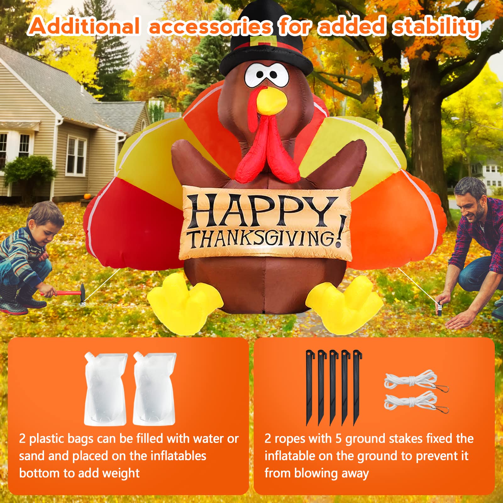 Back view of Danxilu Thanksgiving inflatable turkey