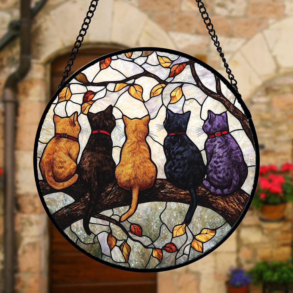 Back view of DASTOLL stained glass suncatcher