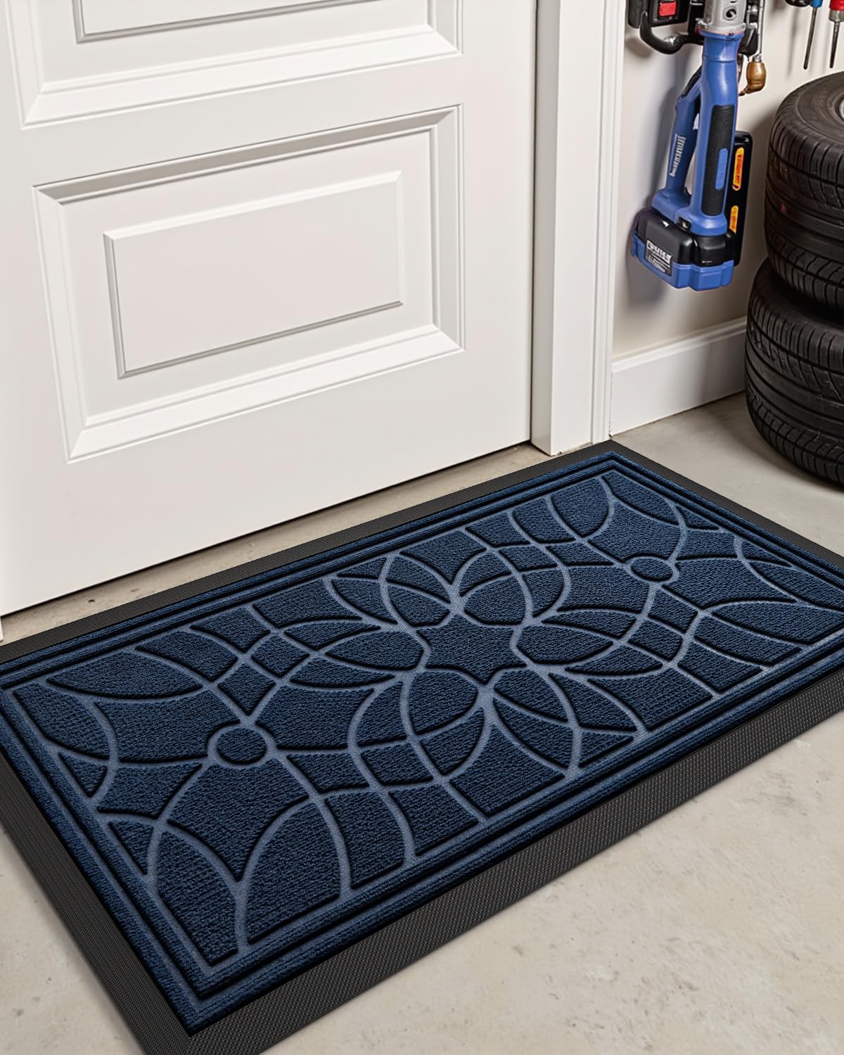 Back view of DEXI Front Door Mat showing rubber backing