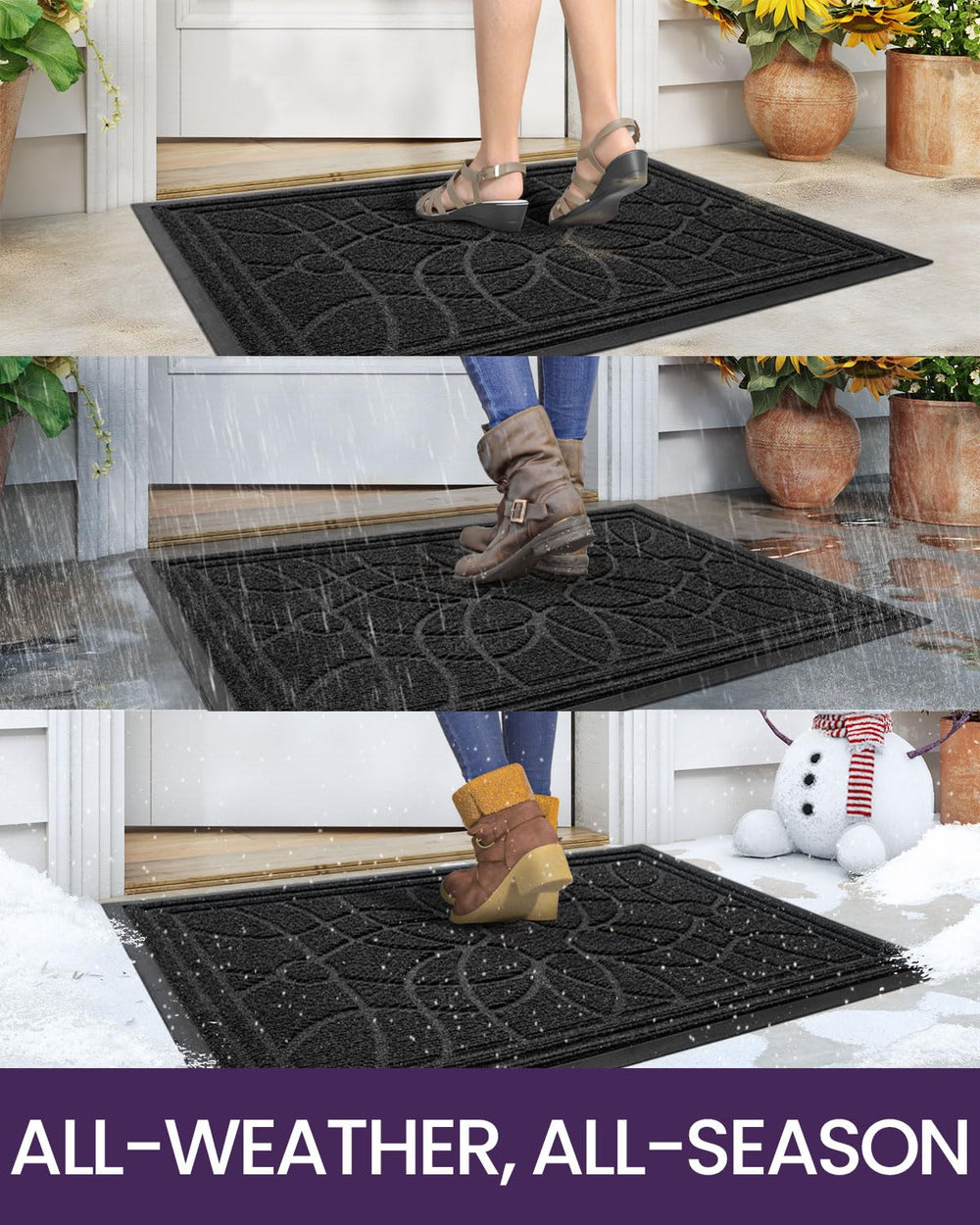 Back view of DEXI Front Door Mat showing rubber backing