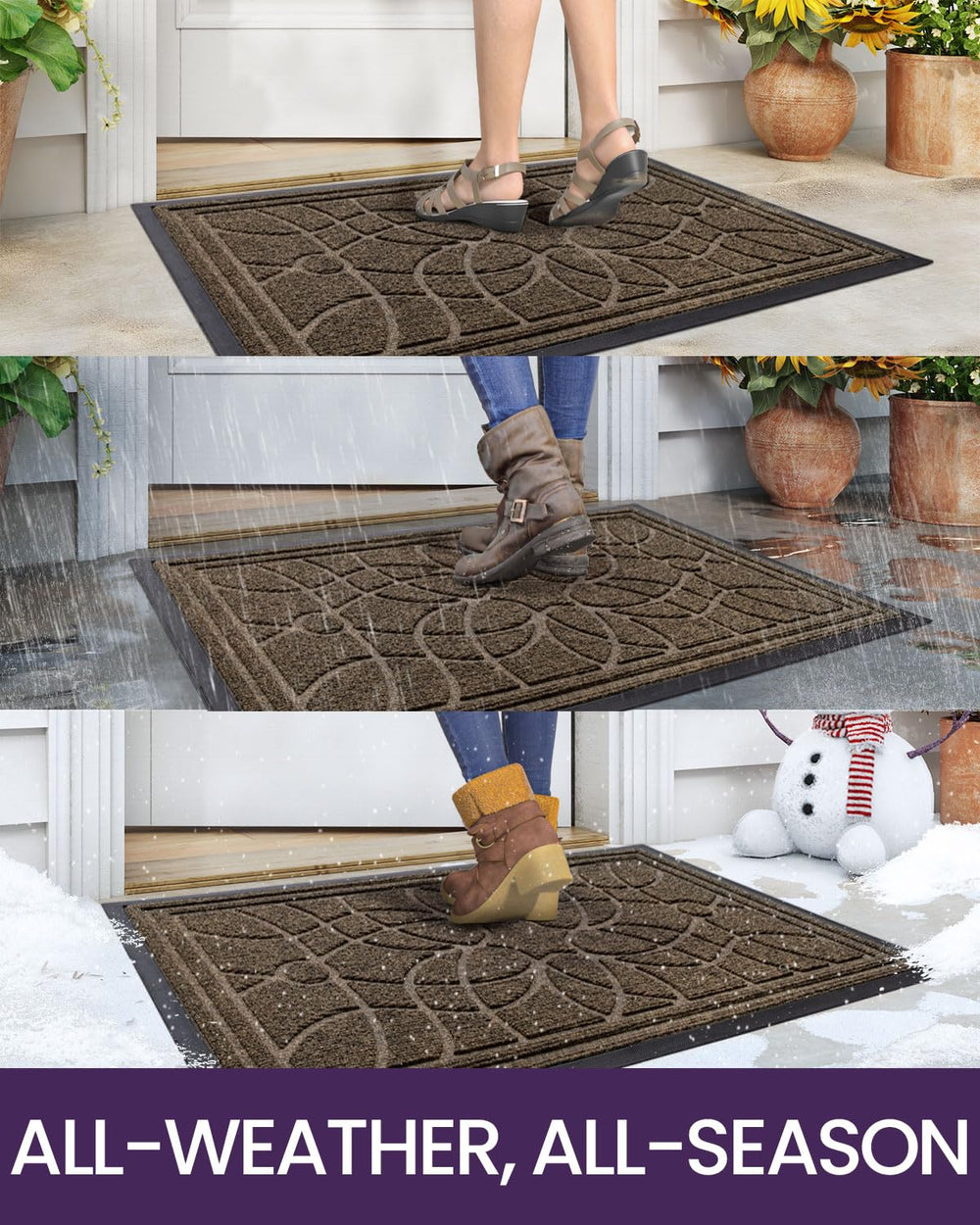 Back view of DEXI Front Door Mat showing rubber backing