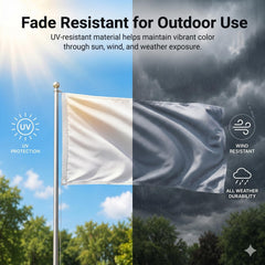 Back view of DMSE Wholesale White Flag displaying stitching