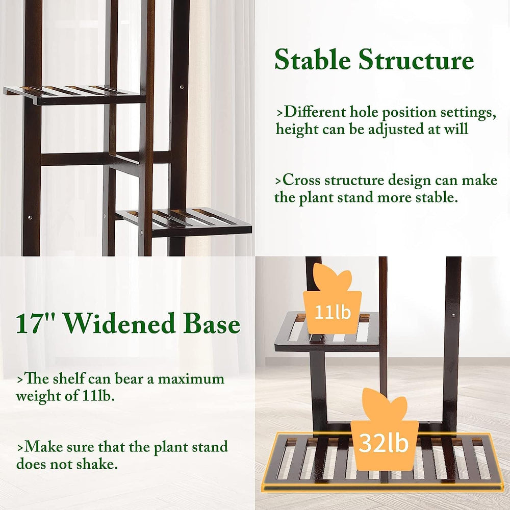 Back view of DolceLuna Plant Stand showing bamboo construction