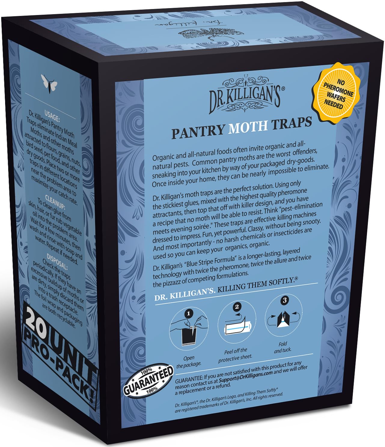 Back view of Dr. Killigan's Pantry Moth Trap packaging