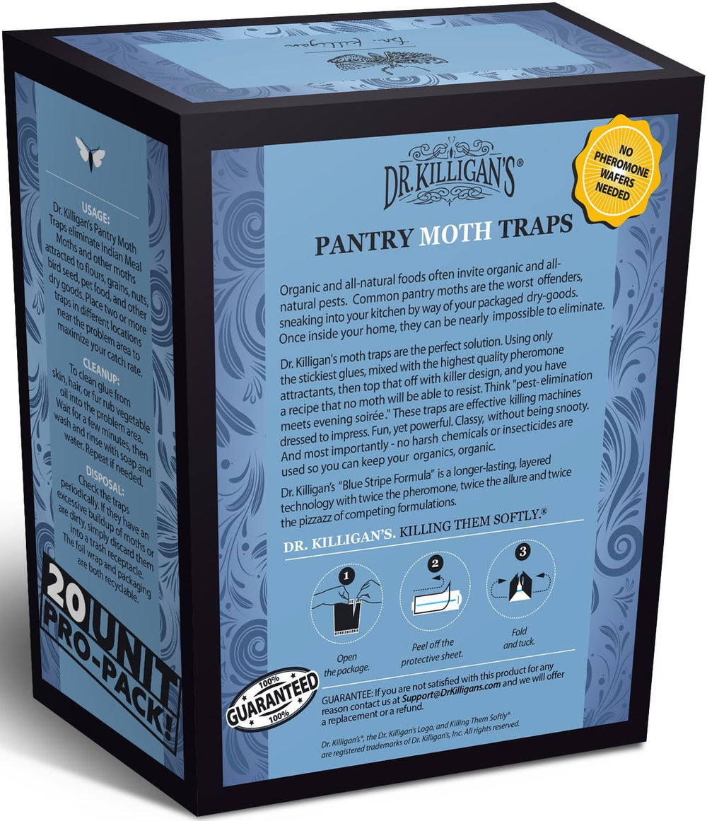 Back view of Dr. Killigan's Pantry Moth Trap packaging