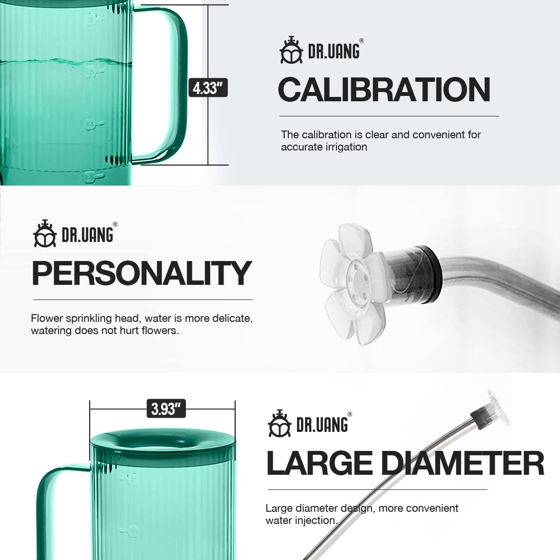 Back view of DR.UANG 1L watering can