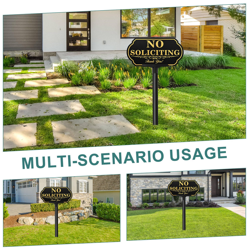 Back view of DXSIGN No Soliciting Sign with stake