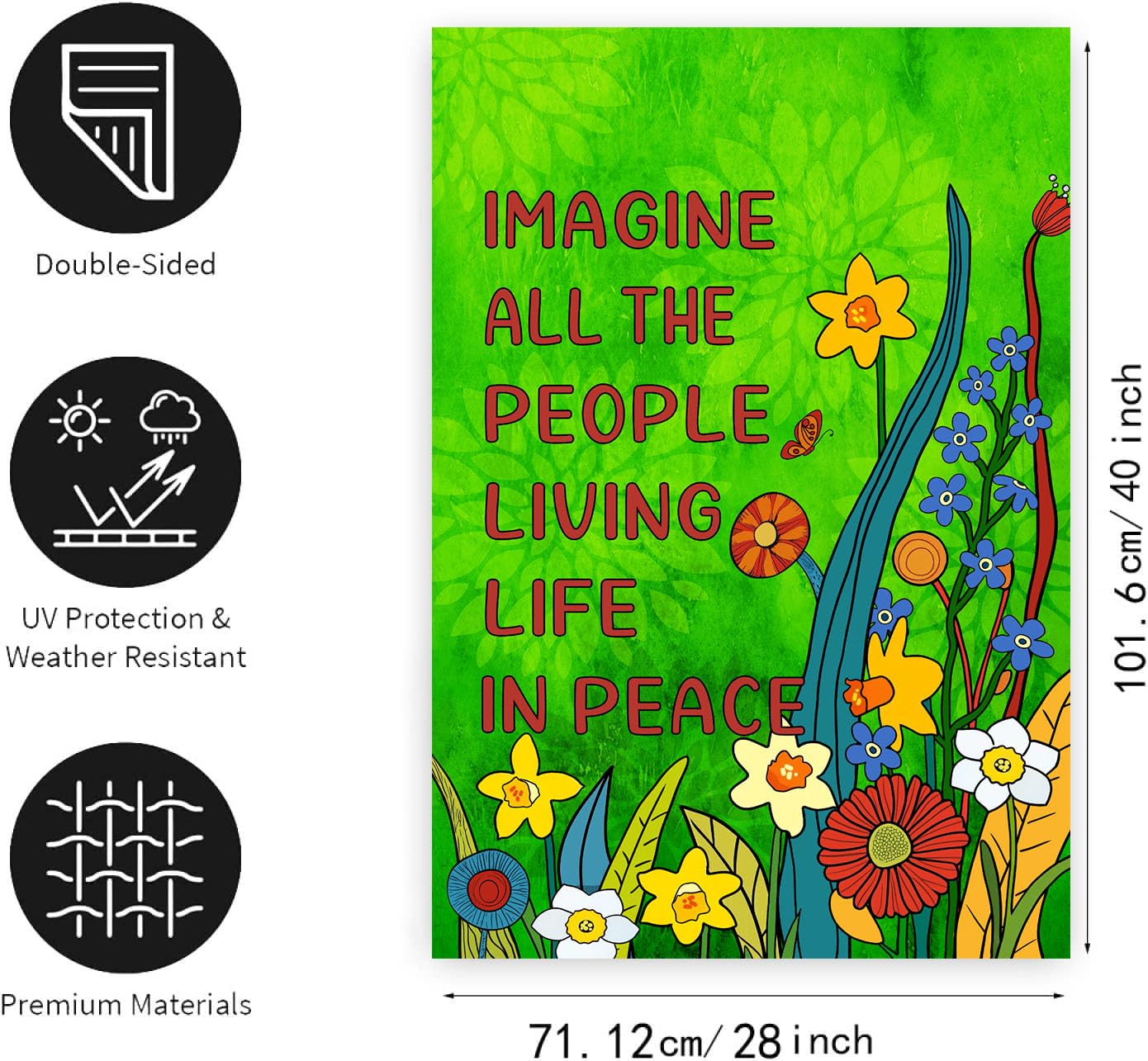 Back view of DZGlobal double sided garden flag