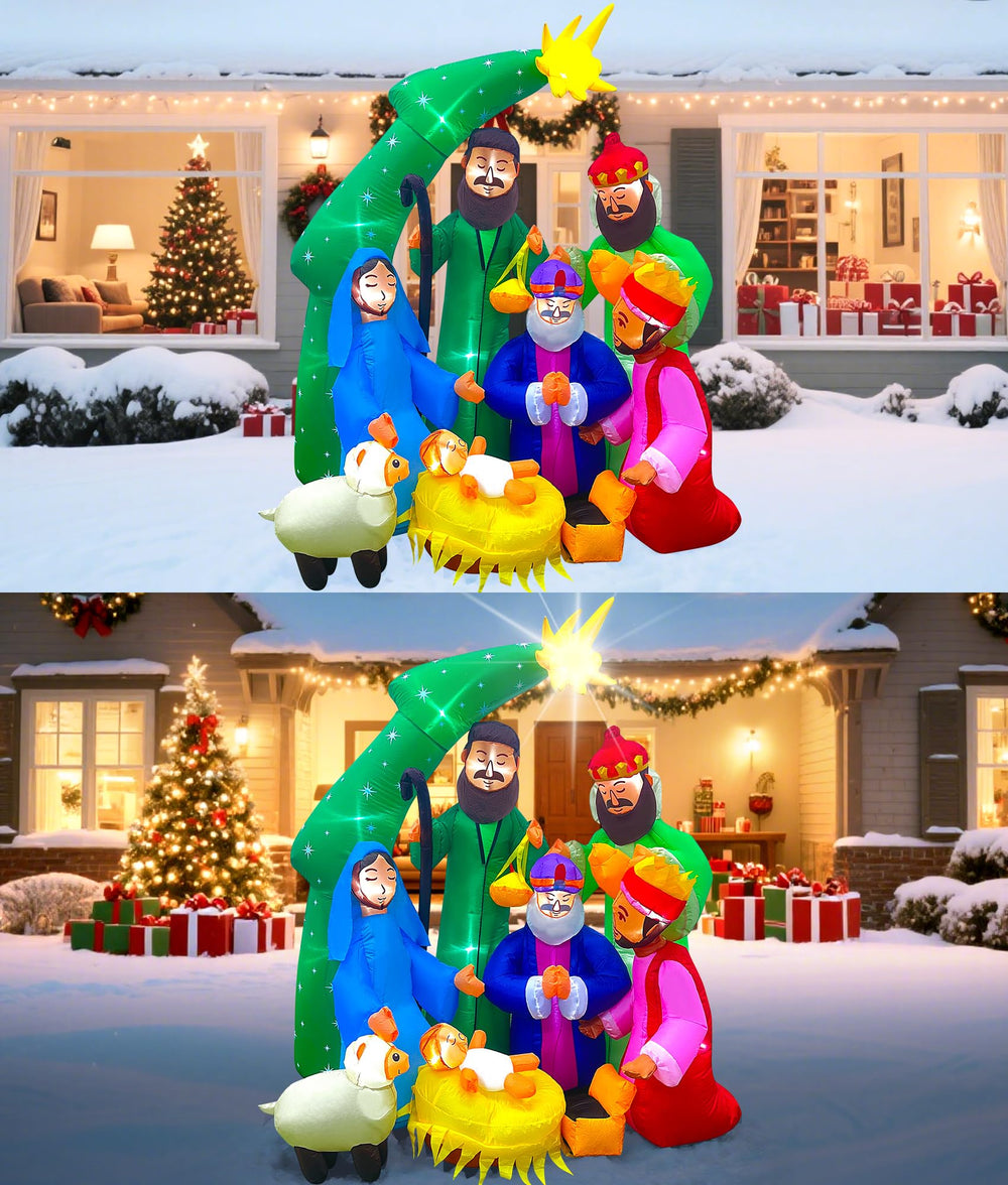 Back view of EAONE 7FT Inflatable Nativity Scene