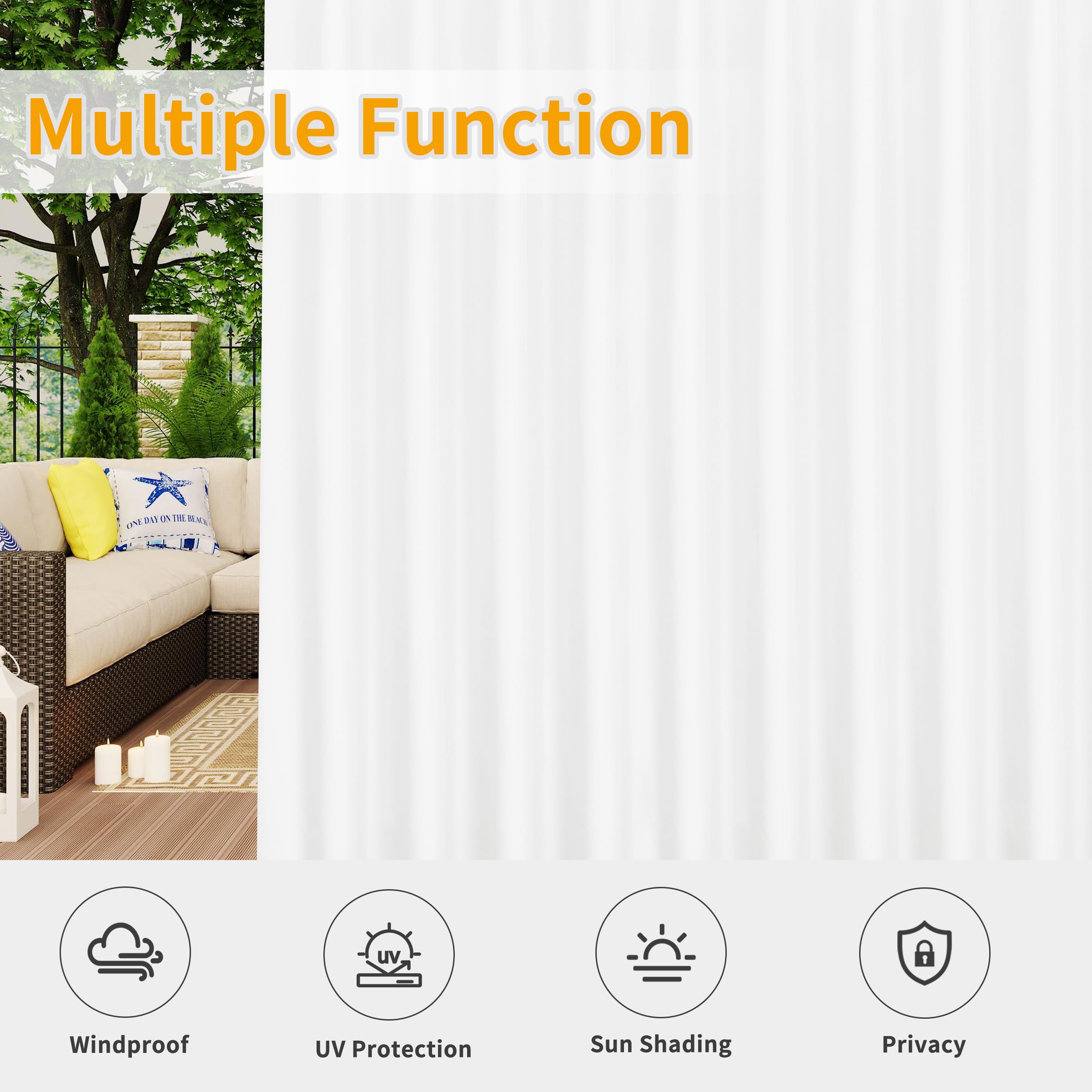 Back view of Easy-Going Outdoor Curtains with bottom tabs