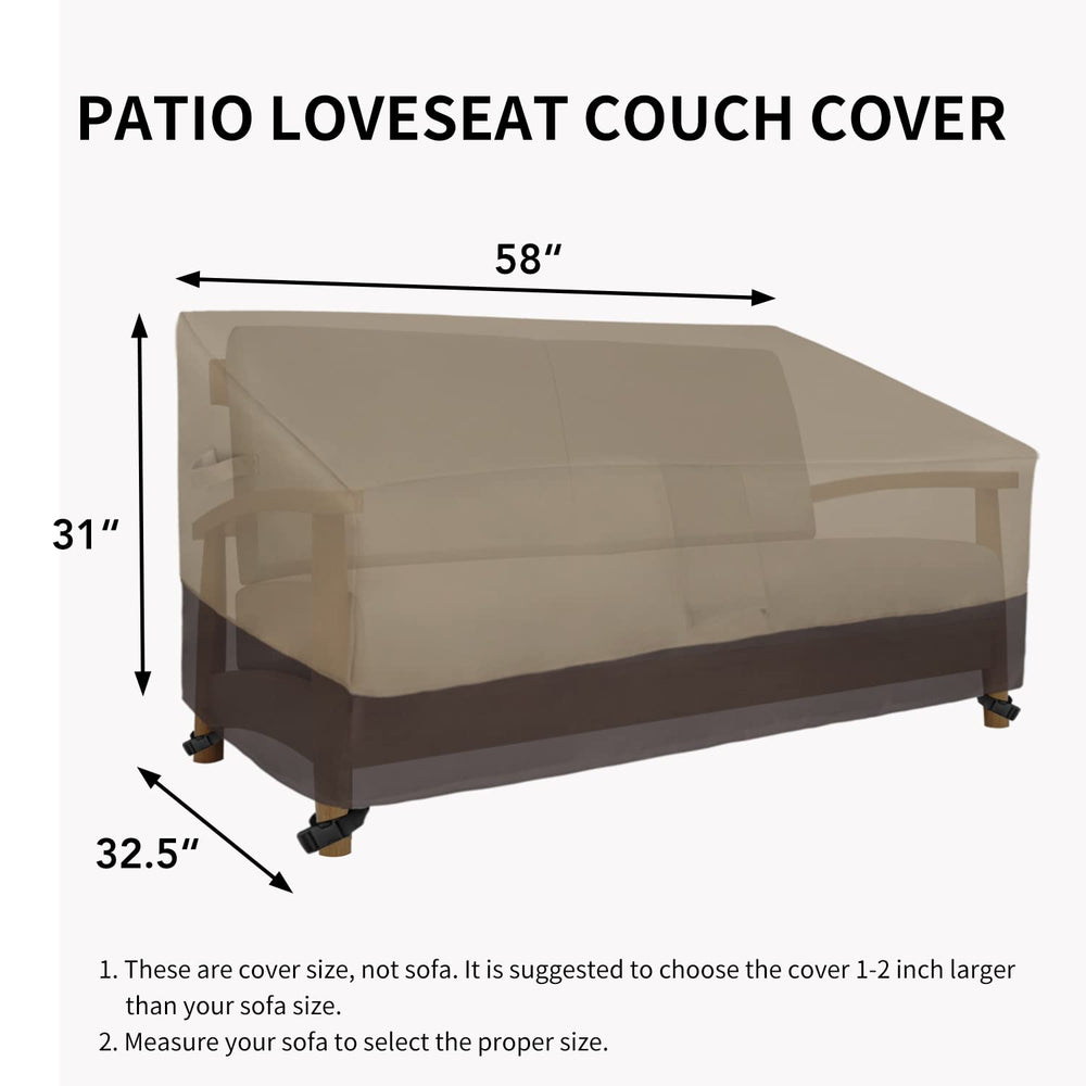 Back view of Easy-Going Outdoor Loveseat Cover on furniture