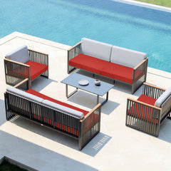 Back view of Easy-Going Waterproof Patio Cushion Cover, Terra Red
