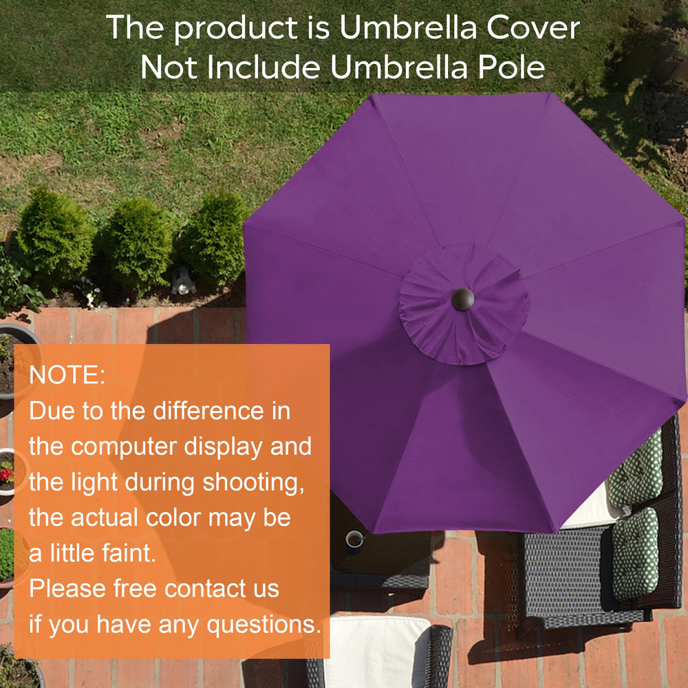 Back view of EliteShade 9FT umbrella canopy cover, purple