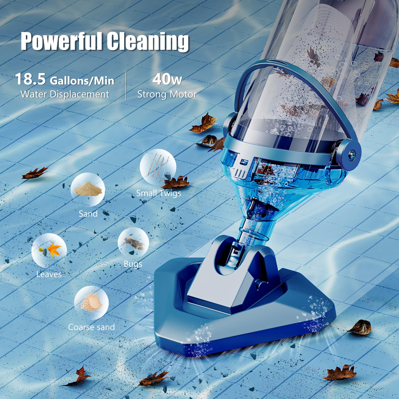 Back view of Enhulk pool vacuum showing battery compartment