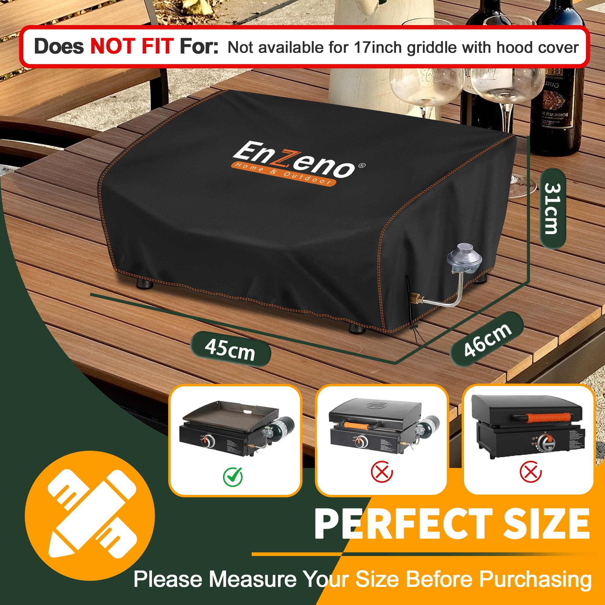 Back view of Enzeno Griddle Cover with waterproof coating