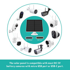 Back view of EverExceed 5W solar panel showing USB-C connector