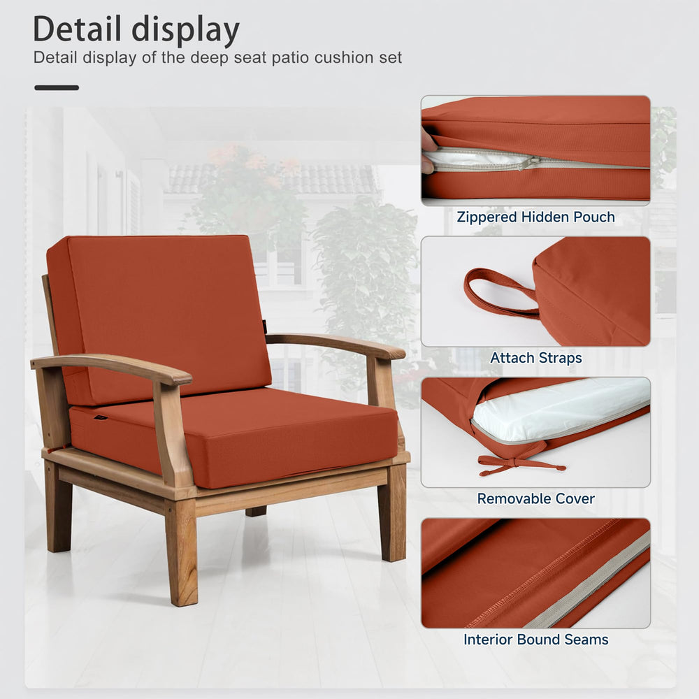 Back view of Favoyard patio cushion set with handles
