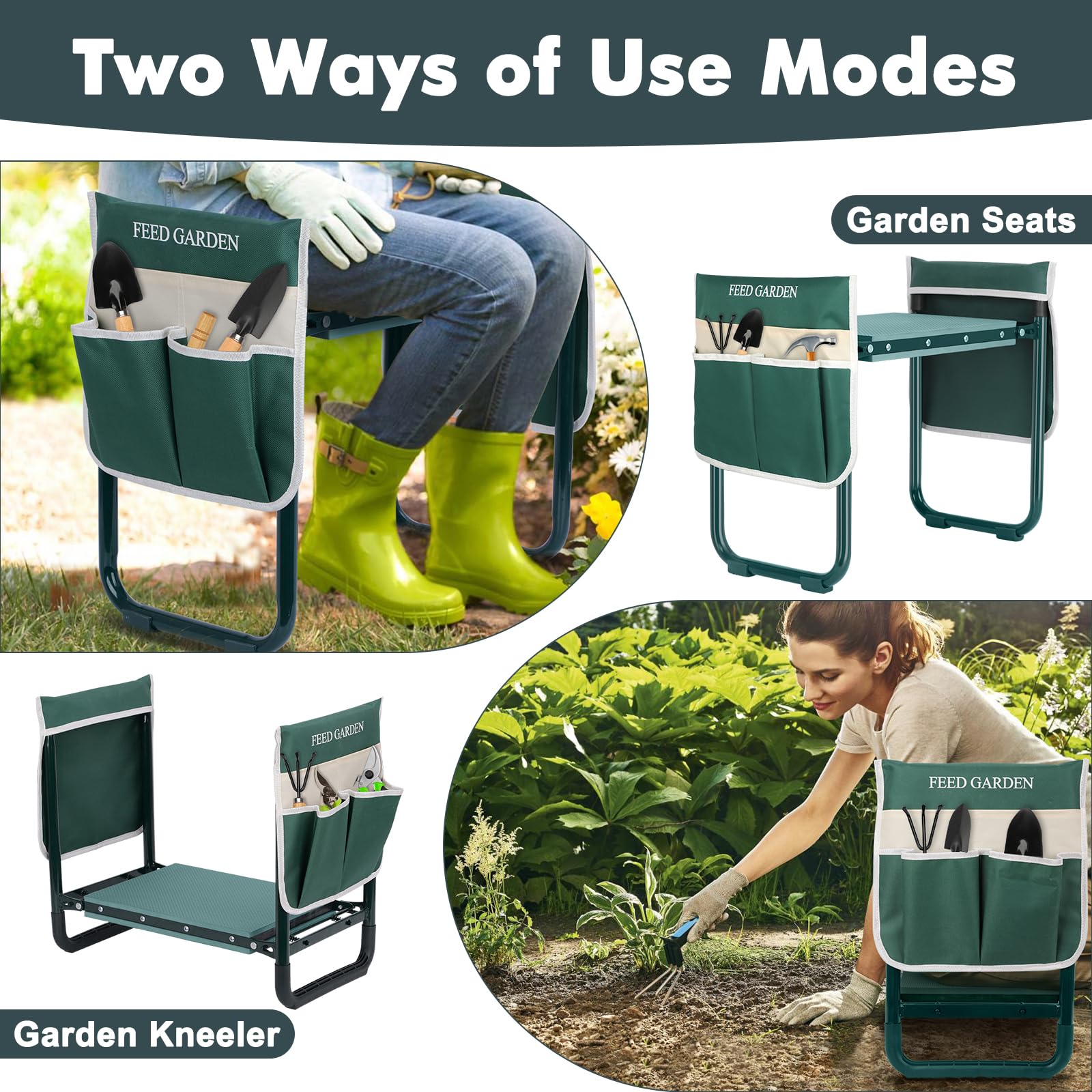Back view of FEED GARDEN Garden Kneeler and Seat