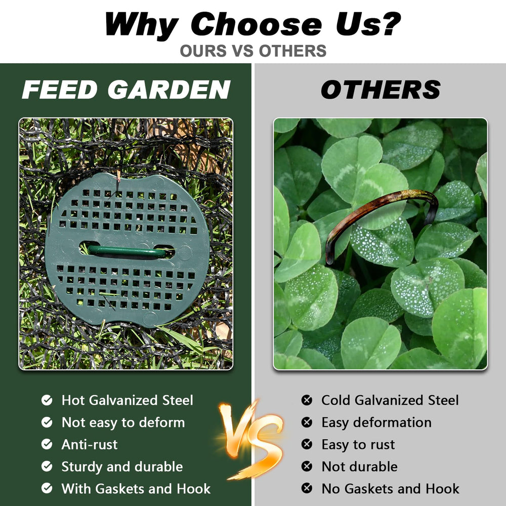 Back view of FEED GARDEN landscape staples packaging