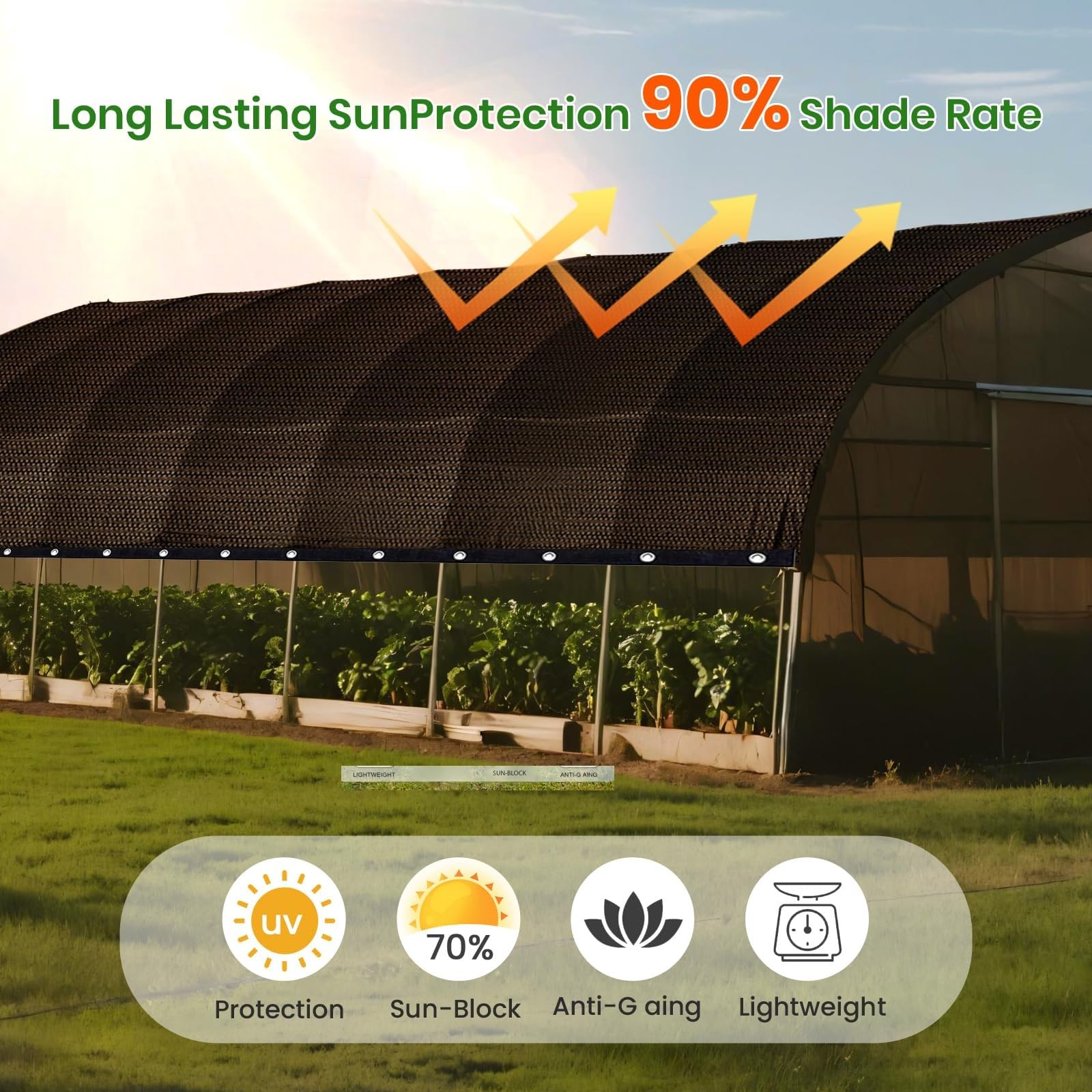 Back view of FFKQBH sun shade cloth demonstrating breathable mesh material
