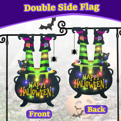 Back view of FLAGMESAGE Halloween garden flag showing double-sided design