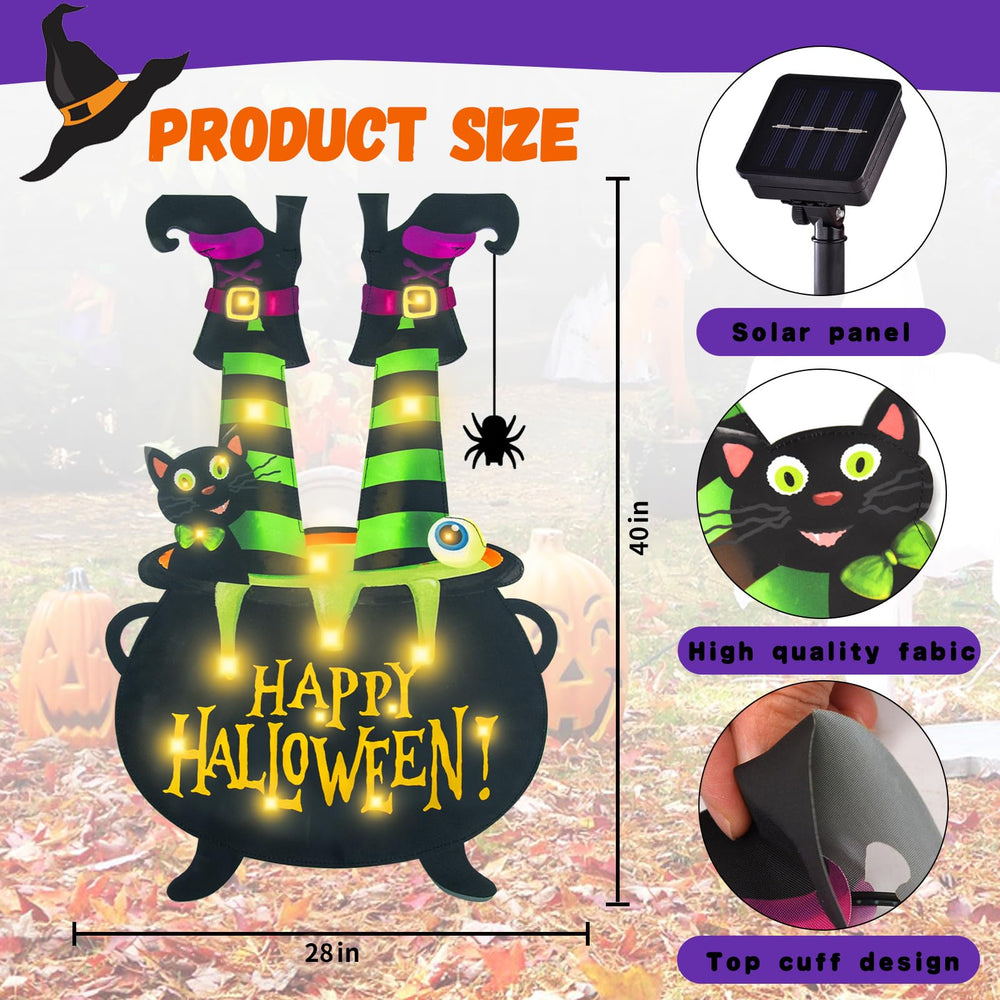 Back view of FLAGMESAGE Halloween Lighted Garden Flag