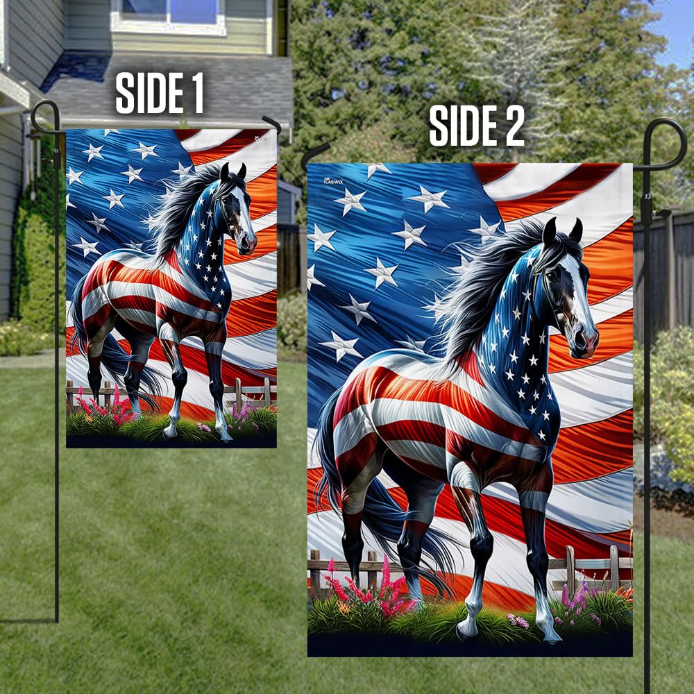 Back view of FLAGWIX American Horse Patriotic Flag