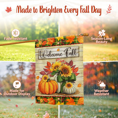 Back view of FLAGWIX Fall Pumpkin Garden Flag