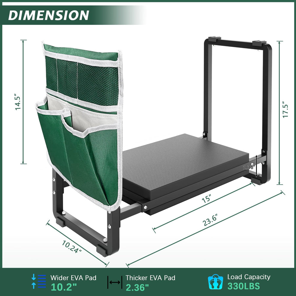 Back view of FLINTER Garden Kneeler showing metal frame