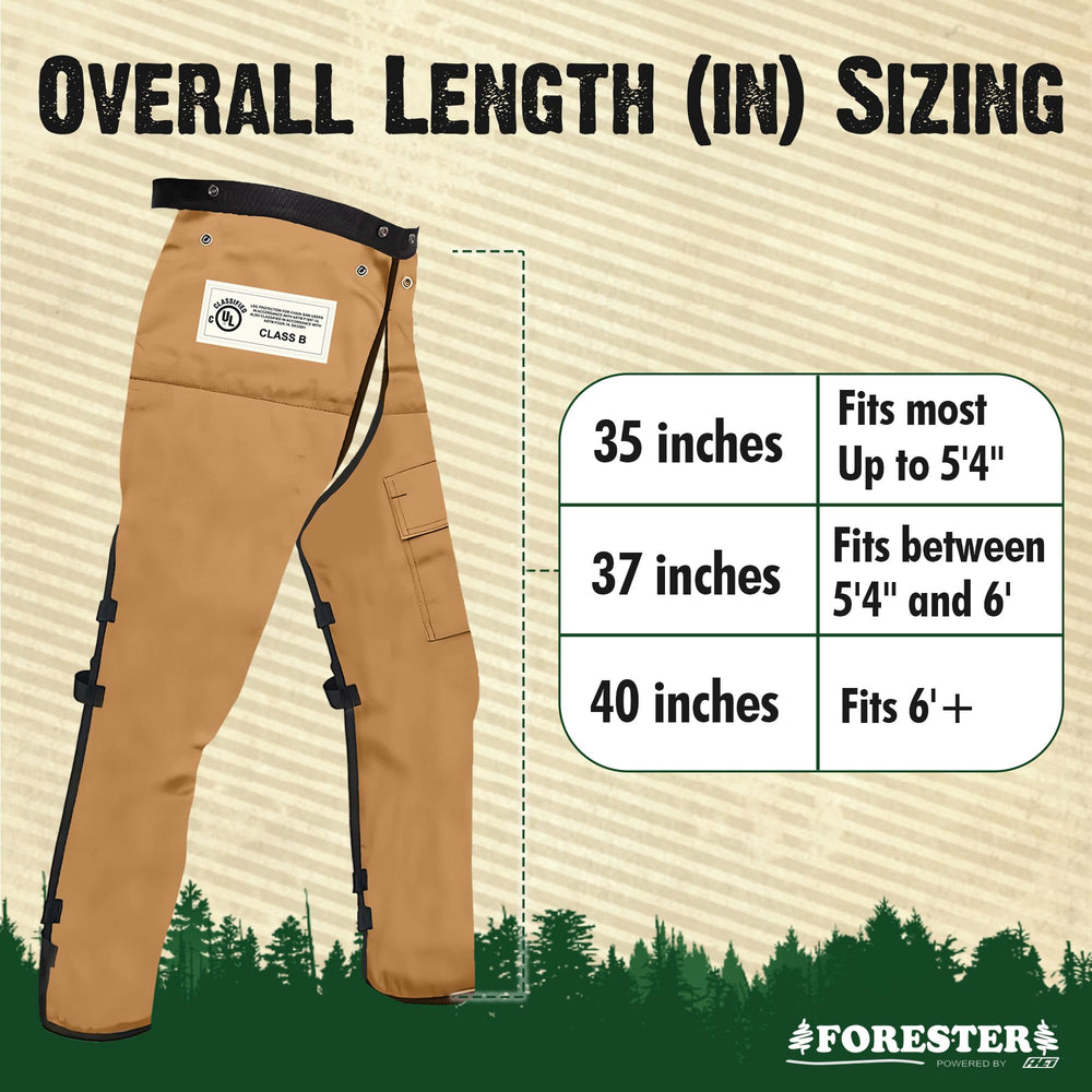 Back view of FORESTER Chainsaw Chaps with apron style