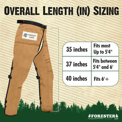 Back view of FORESTER Chainsaw Chaps with apron style