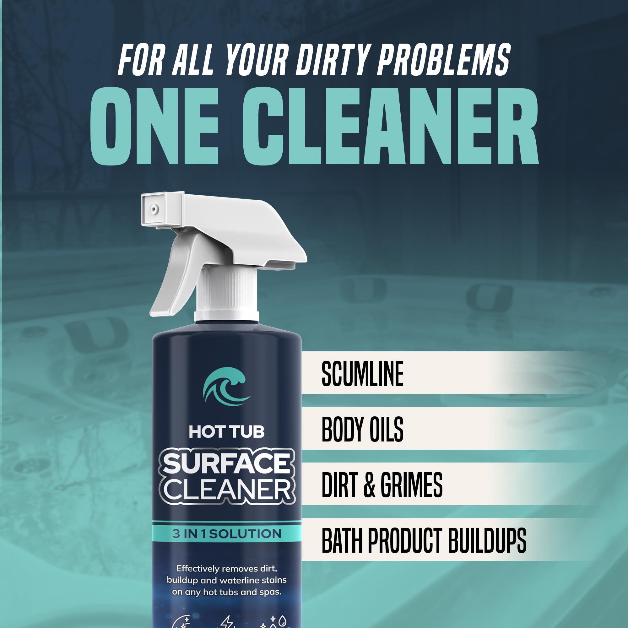 Back view of FORTIVO Hot Tub Surface Cleaner bottle