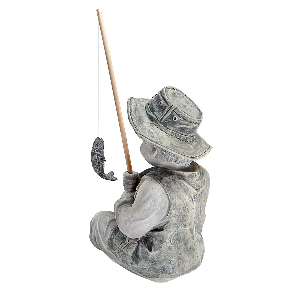 Back view of Frederic the Little Fisherman statue details