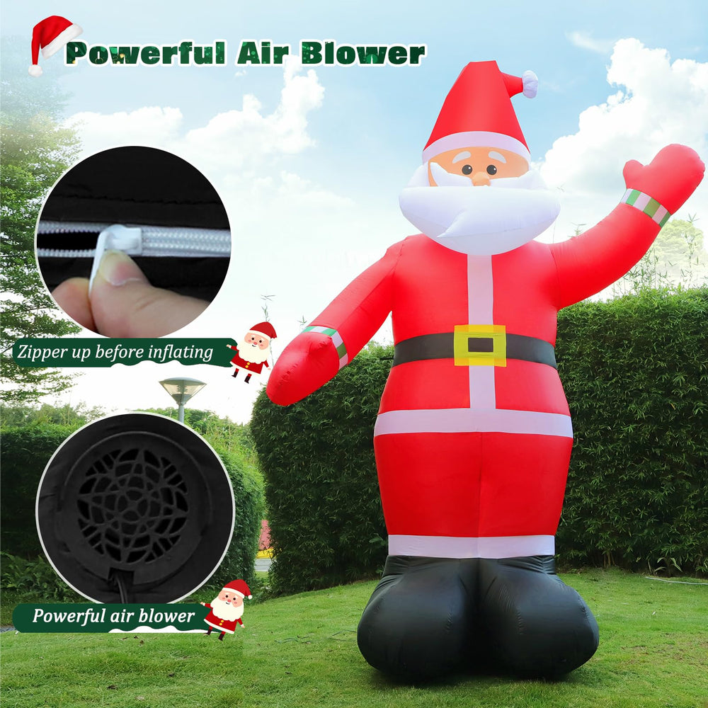 Back view of FunFanso inflatable Santa with attached blower