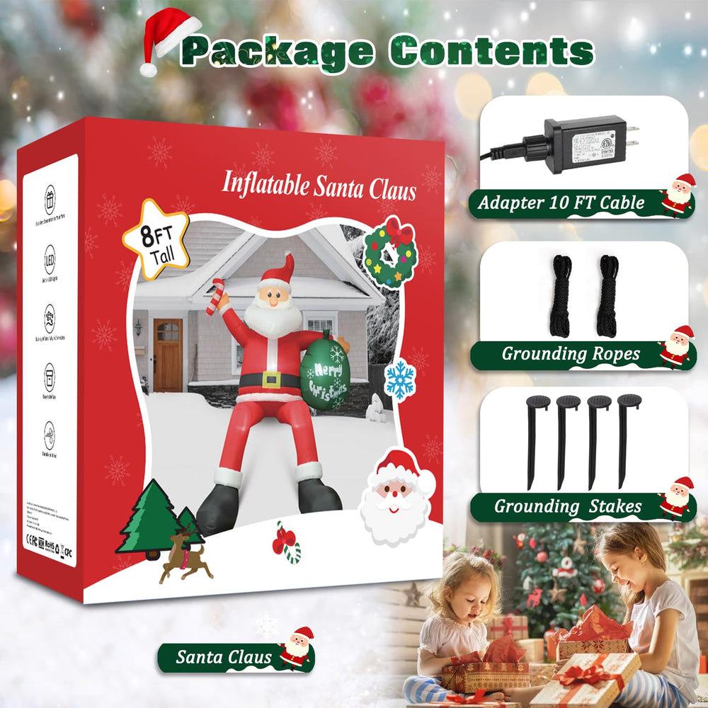Back view of FunFanso inflatable Santa with fan and power cord