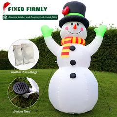 Back view of FunFanso inflatable snowman in garden