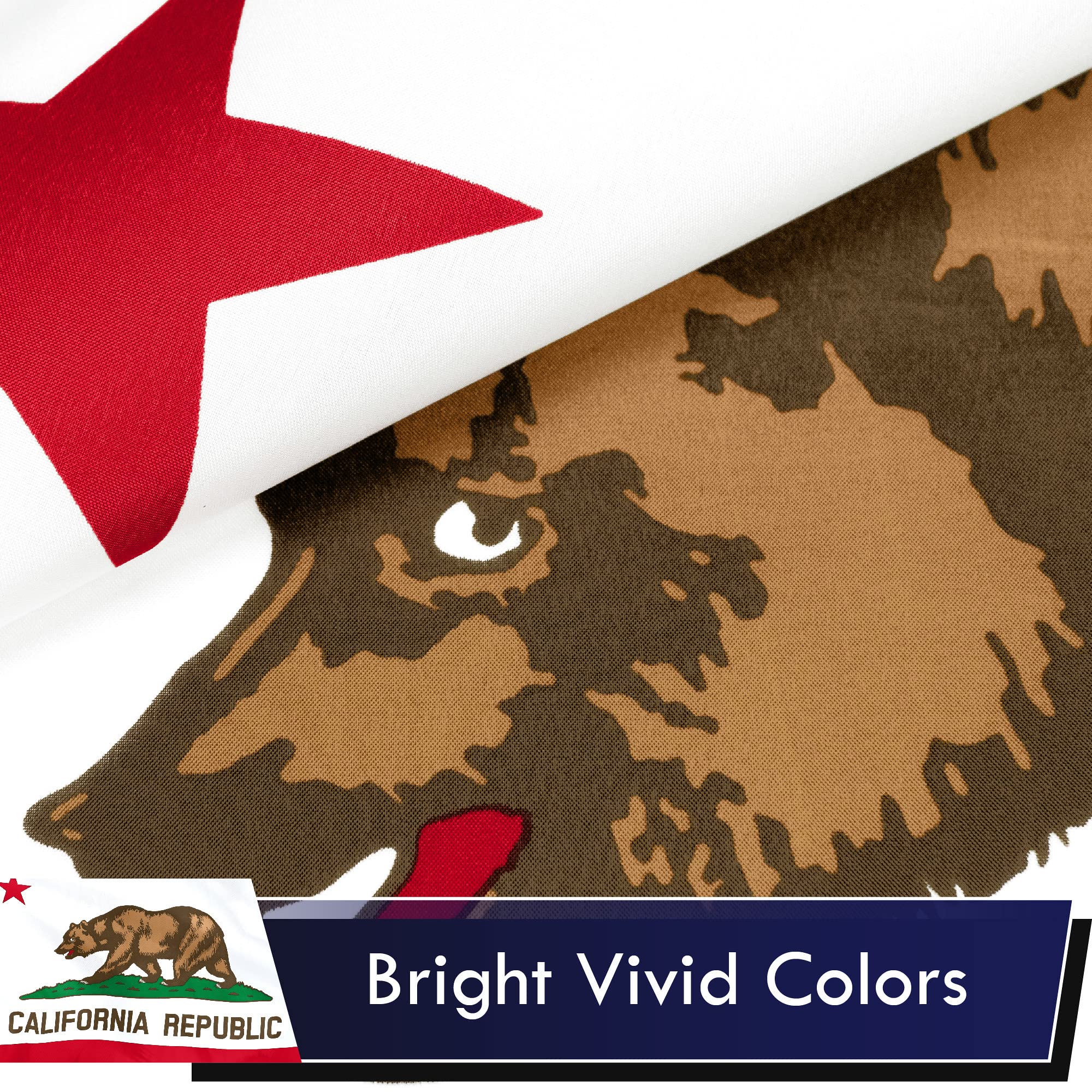 Back view of G128 California State Flag with stitching details