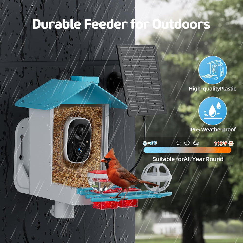 Back view of GAOYITK Bird Feeder showing battery compartment