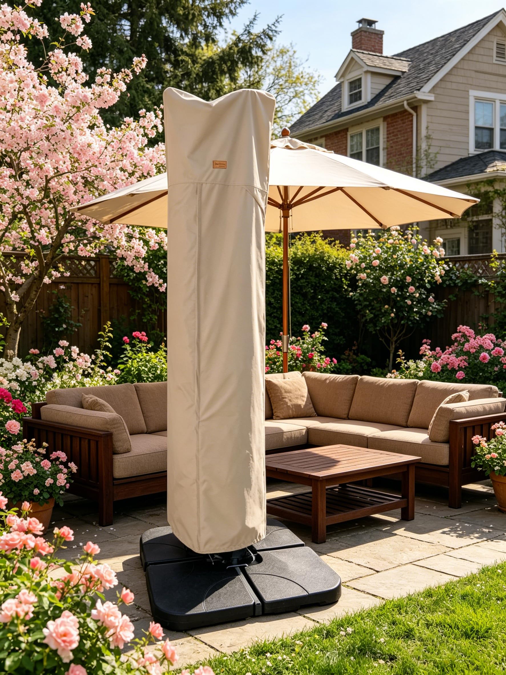 Back view of Garden Balsam Patio Umbrella Cover