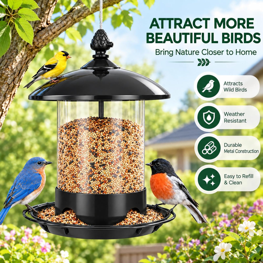 Back view of Gbekery Metal Bird Feeder