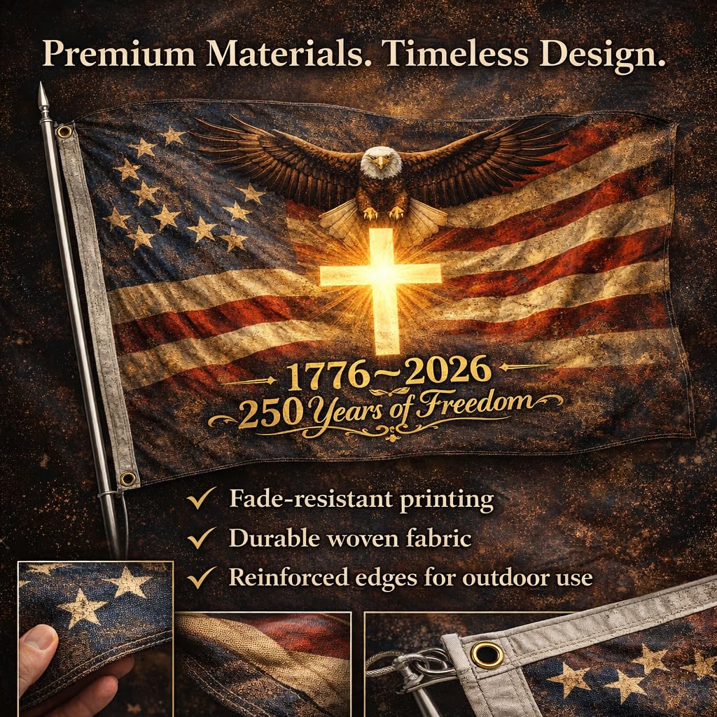 Back view of Generic US 250 Flag 3X5 ft showing double-sided print
