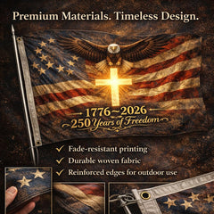 Back view of Generic US 250 Flag 3X5 ft showing double-sided print