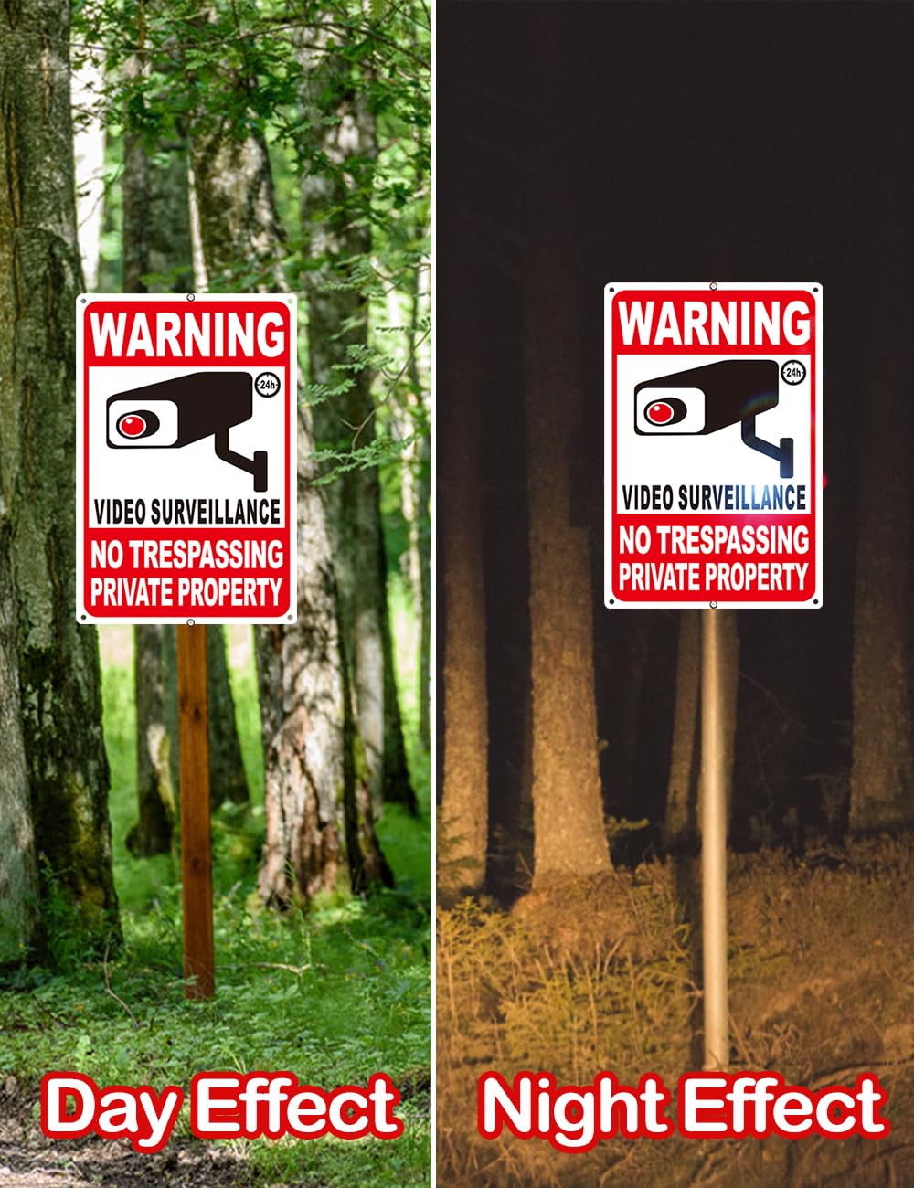 Back view of Giftape No Trespassing Sign showing mounting holes